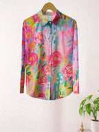 Women's Blouse | Abstract Print Button Front 6