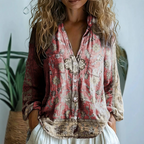 Women’s Blouse | Printed V-Neck Long Sleeve 3
