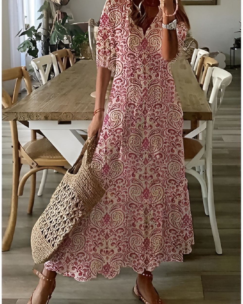 Women's Boho Dress | Tassel Tie Front Maxi 4