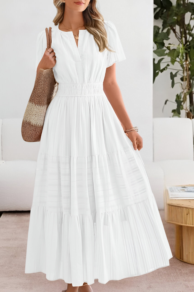 Women's Boho Midi Dress | Smocked Short Sleeve 4