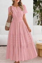 Women's Boho Midi Dress | Smocked Short Sleeve 5