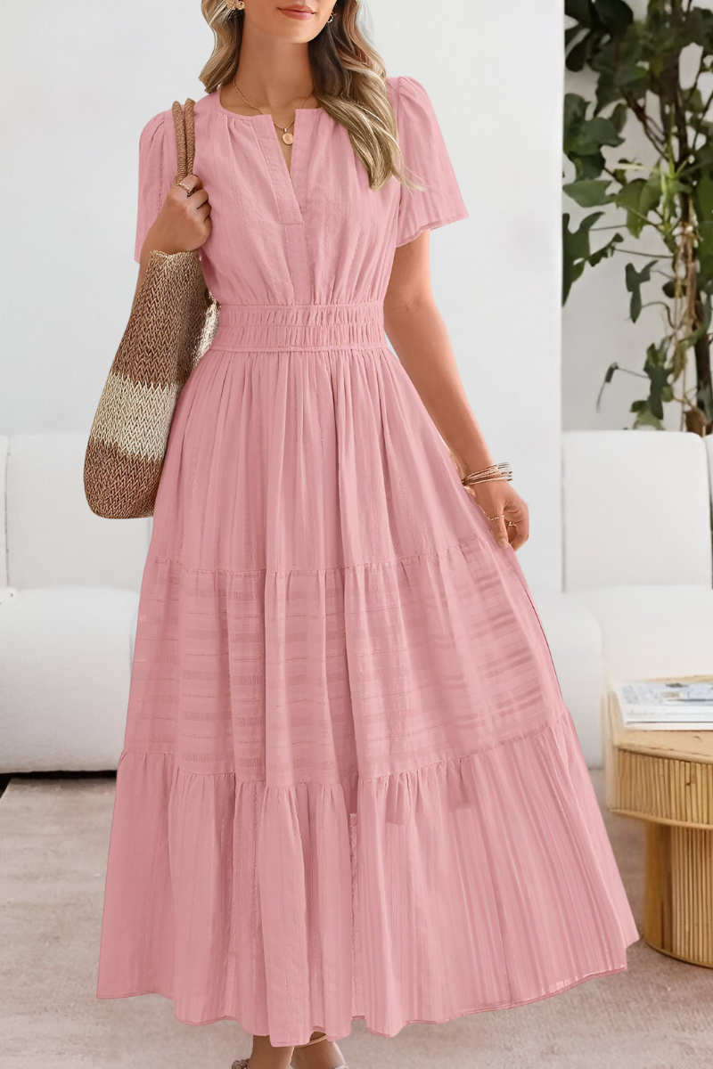Women's Boho Midi Dress | Smocked Short Sleeve 5