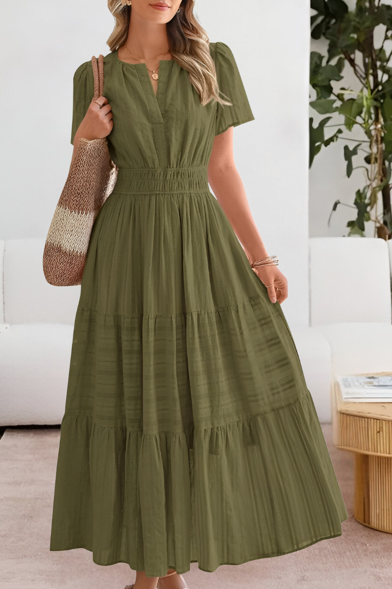 Women's Boho Midi Dress | Smocked Short Sleeve 6