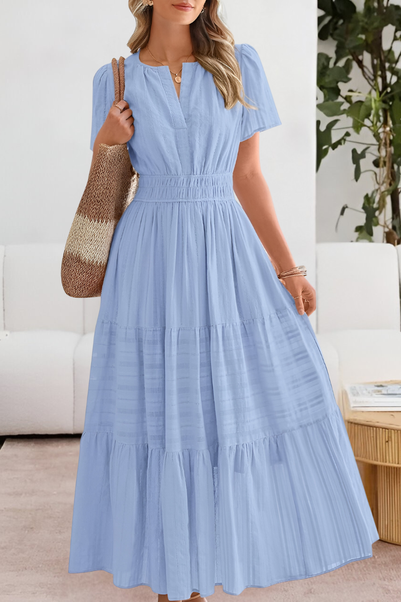 Women's Boho Midi Dress | Smocked Short Sleeve 7