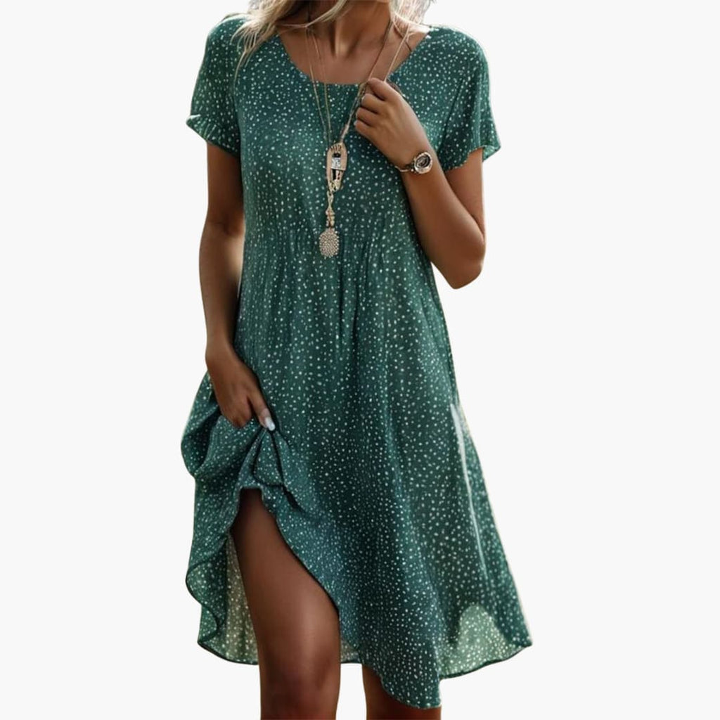 Women's Boho Midi Dress with Pockets and Short Sleeves 2