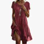 Women's Boho Midi Dress with Pockets and Short Sleeves 3