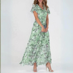 Women's Cocktail Maxi Dress | V-Neck Flutter Sleeve 3