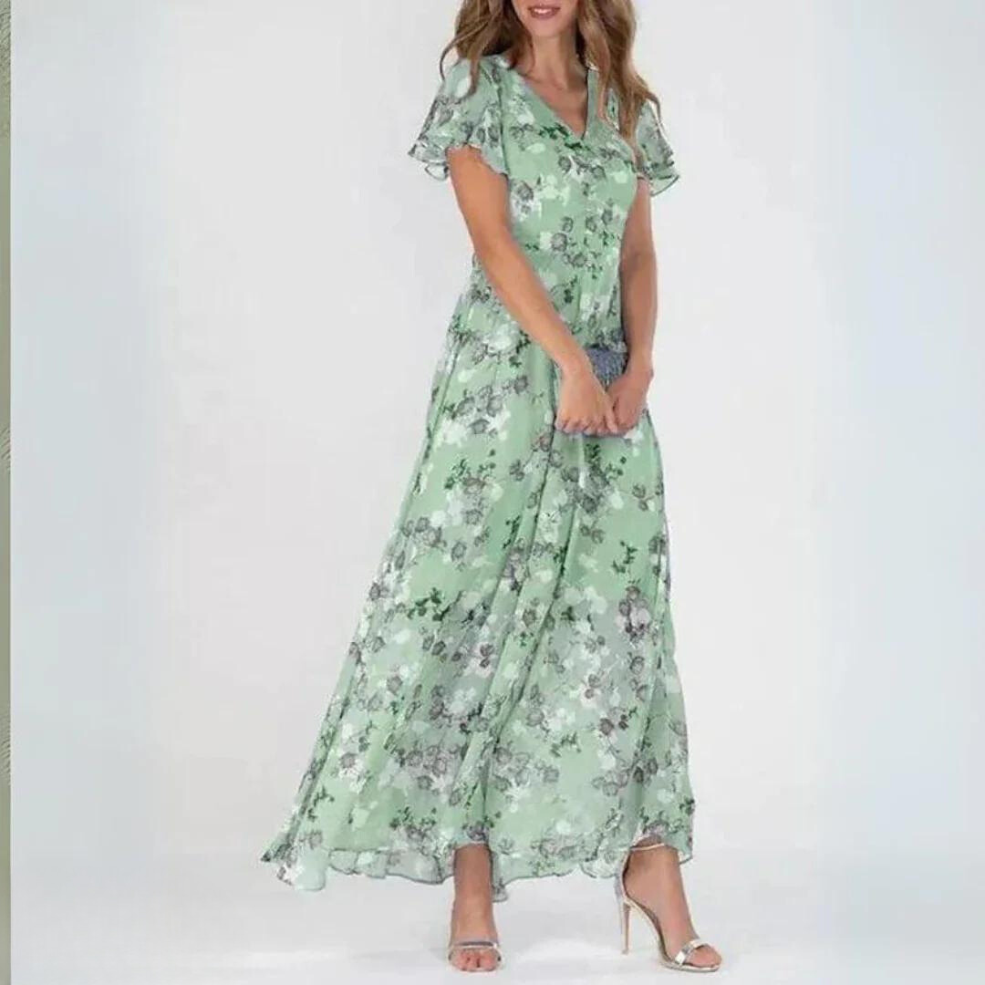 Women's Cocktail Maxi Dress | V-Neck Flutter Sleeve 3
