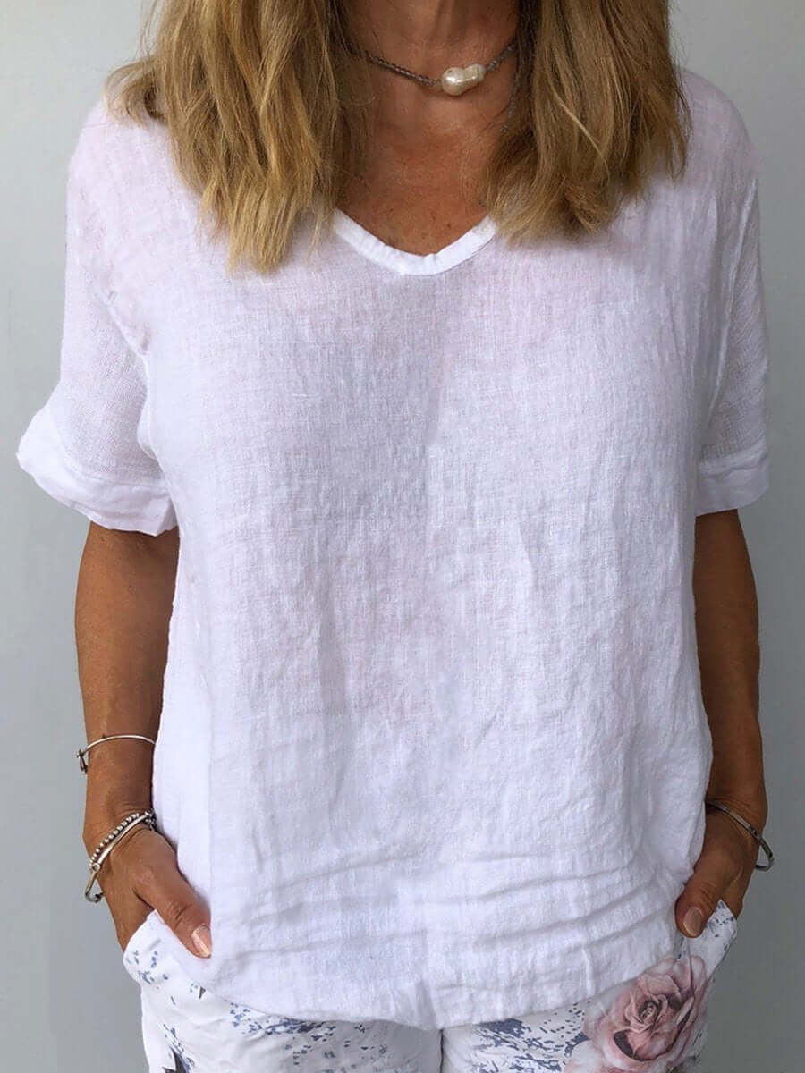 Women's Comfortable V-Neck Summer T-Shirt | Chic 4