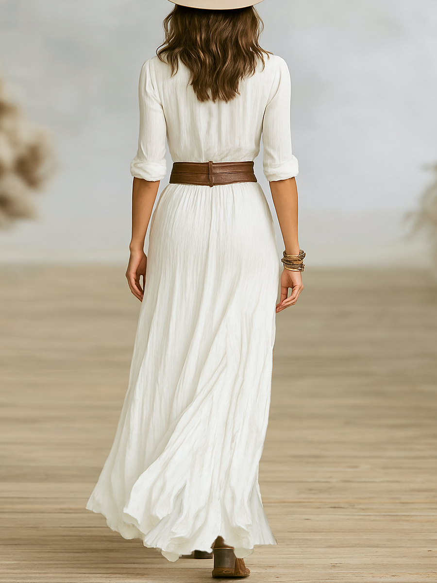 Women’s Dress | Button Front Belted Maxi 7