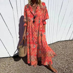 Women's Dress | Floral V-Neck Long Sleeve Maxi 3
