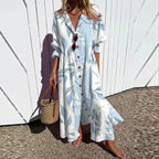 Women's Dress | Floral V-Neck Long Sleeve Maxi 4