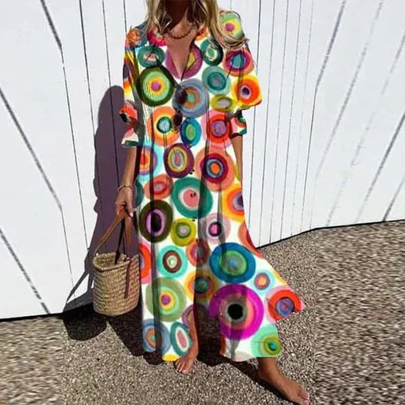 Women's Dress | Floral V-Neck Long Sleeve Maxi 5