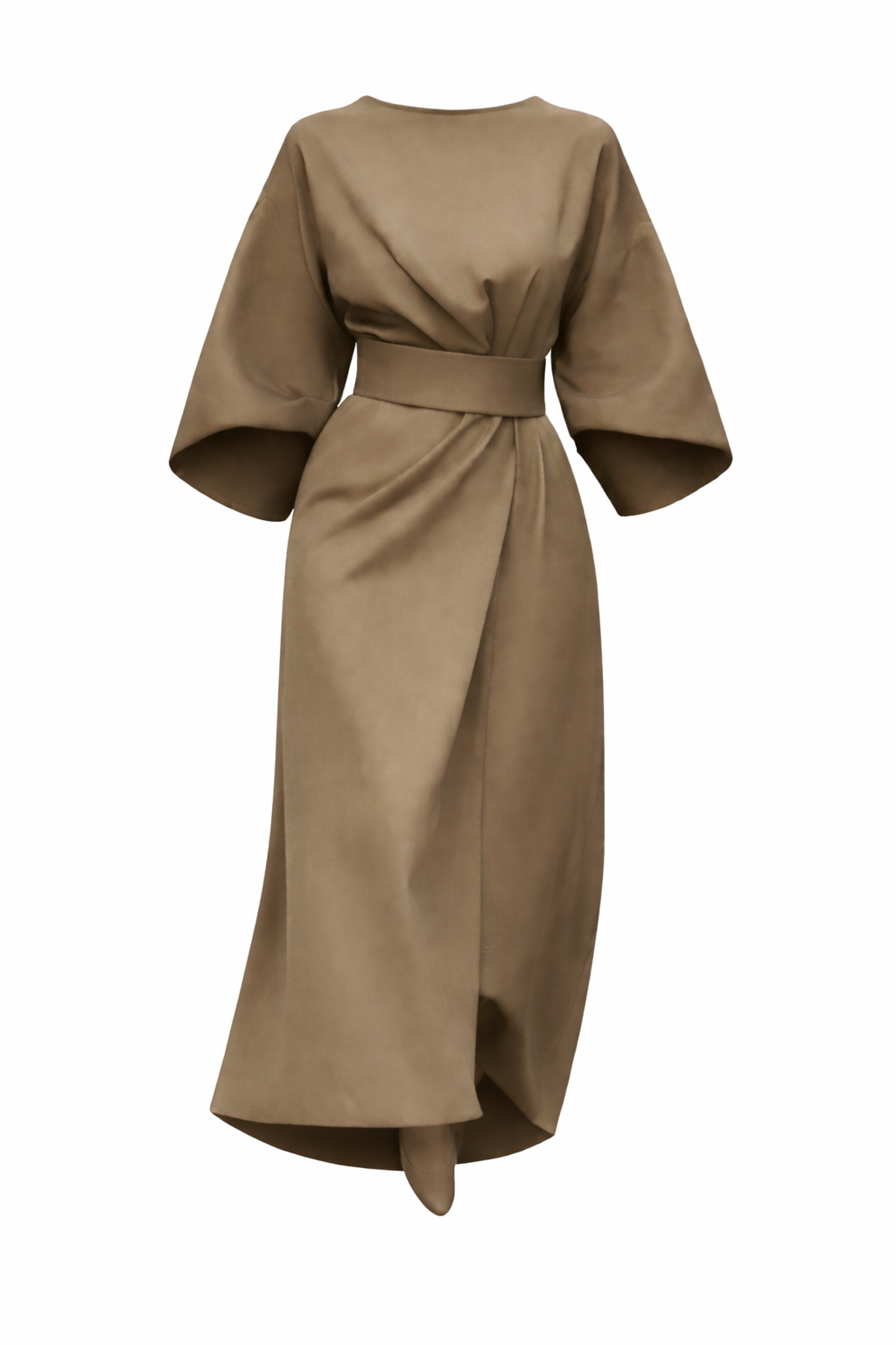 Women's Dress with Lantern Sleeves and Belt 0