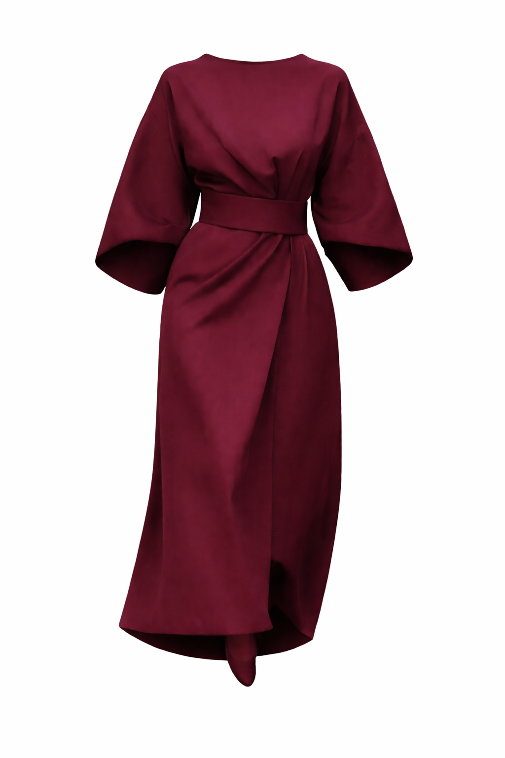 Women's Dress with Lantern Sleeves and Belt 1