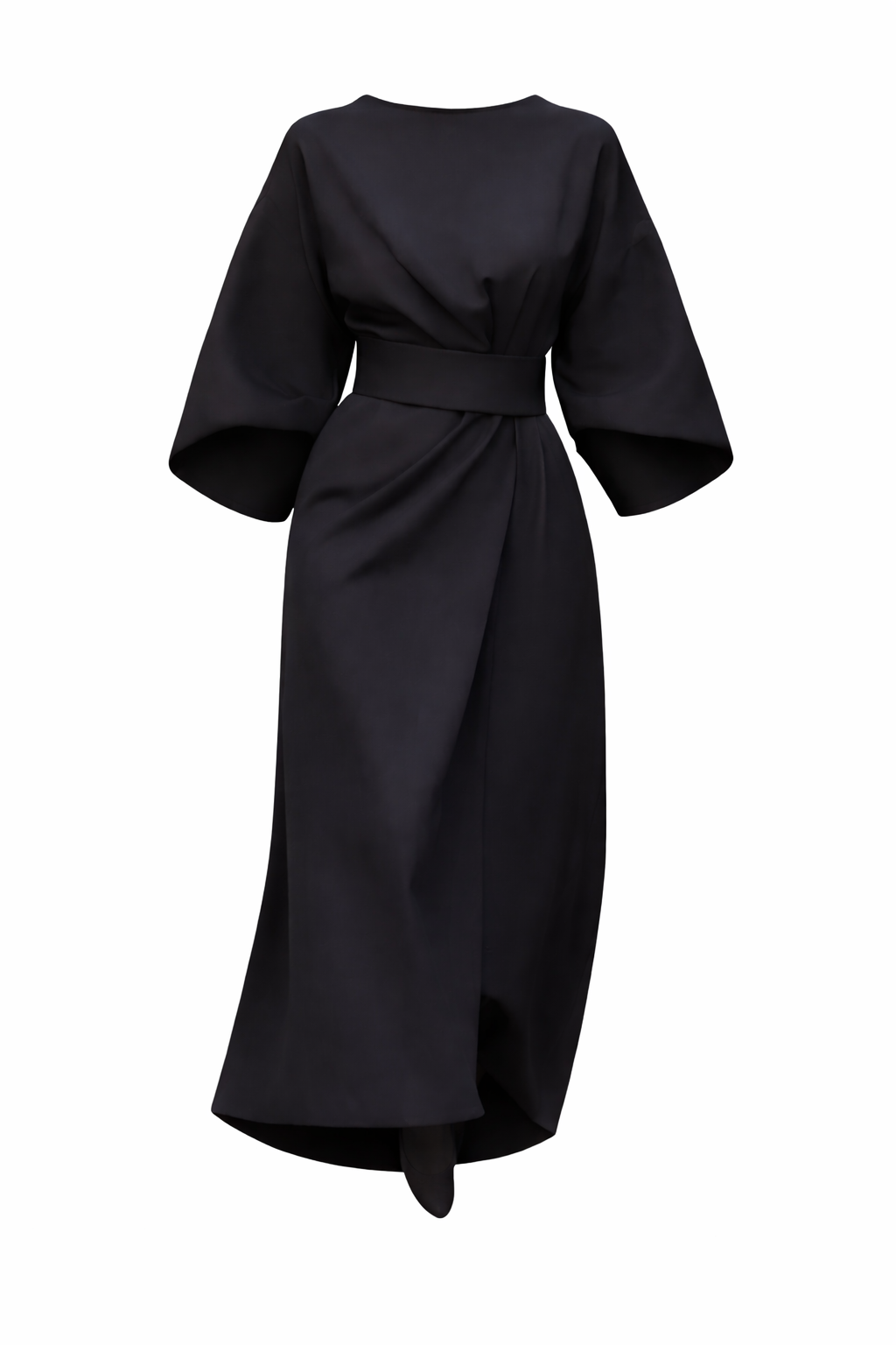 Women's Dress with Lantern Sleeves and Belt 2