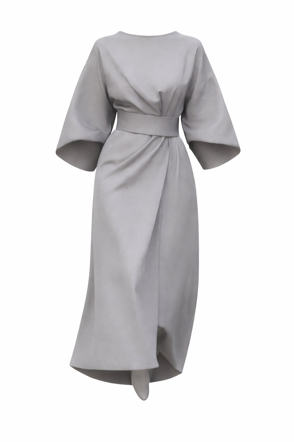 Women's Dress with Lantern Sleeves and Belt 3