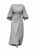 Women's Dress with Lantern Sleeves and Belt 3