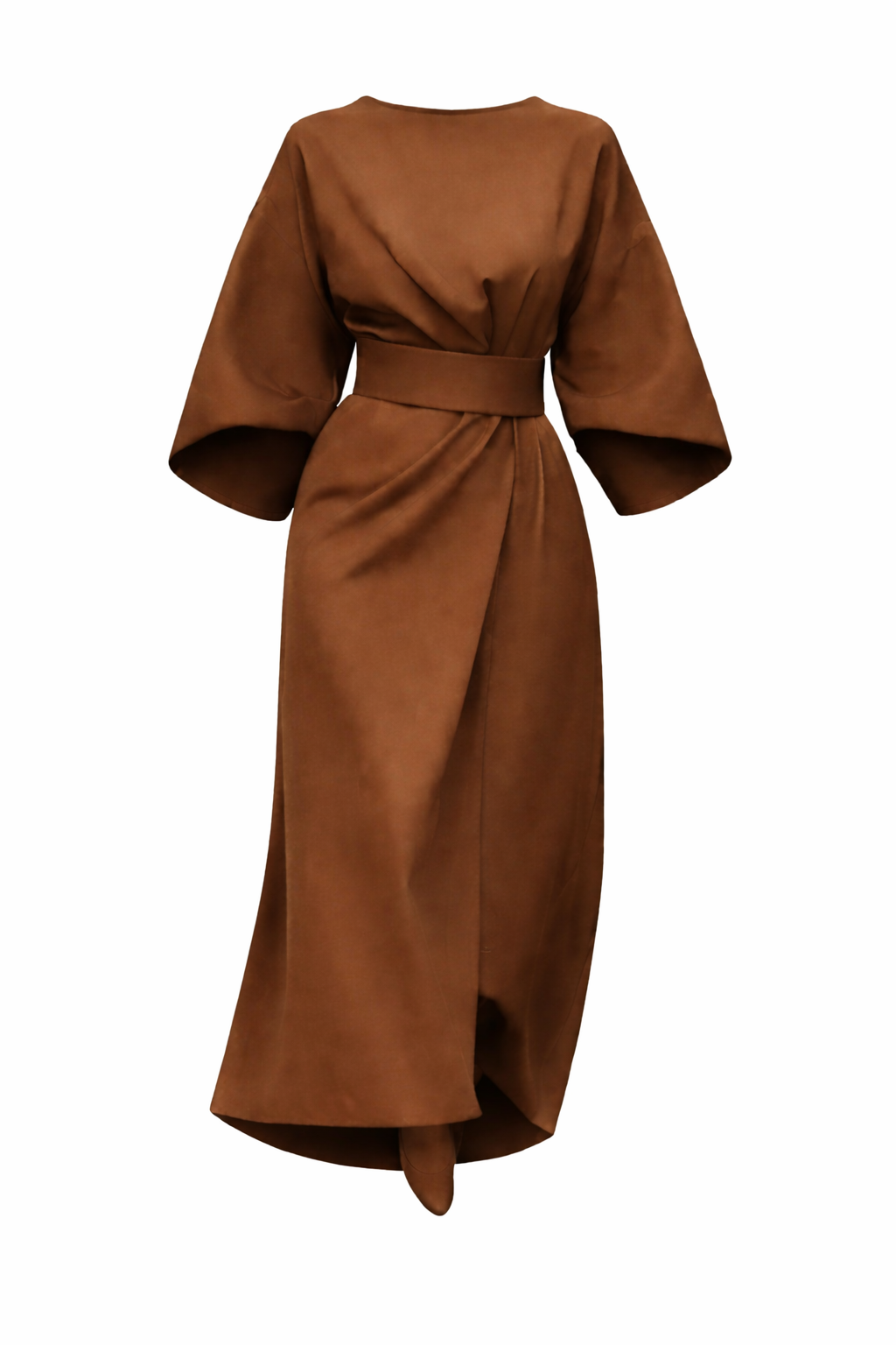 Women's Dress with Lantern Sleeves and Belt 5