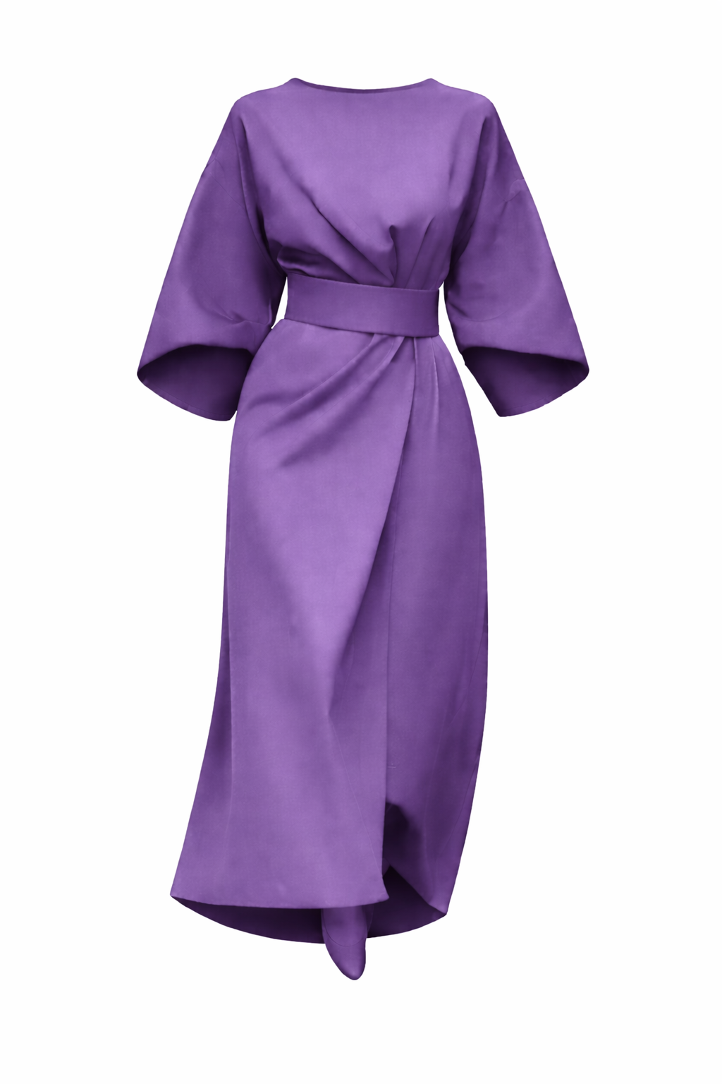 Women's Dress with Lantern Sleeves and Belt 6