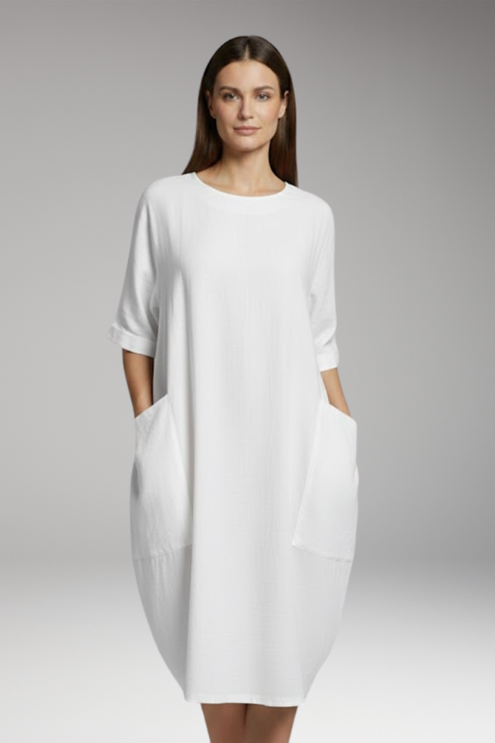 Women's Dress with Round Neckline and Short Sleeves 10