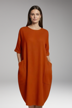 Women's Dress with Round Neckline and Short Sleeves 11