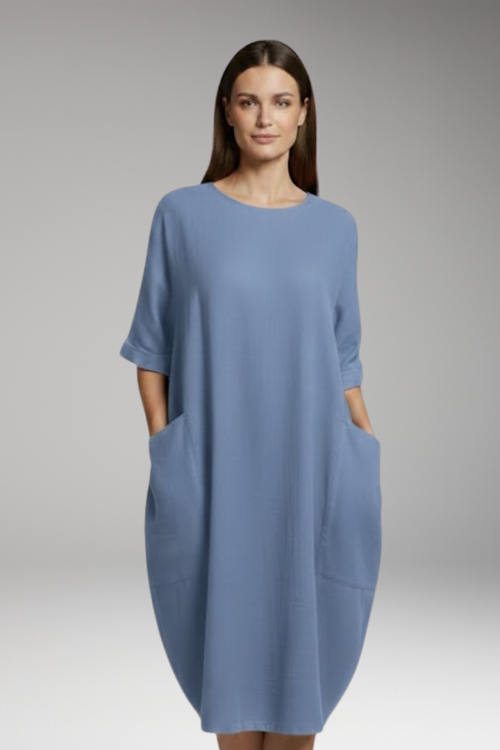 Women's Dress with Round Neckline and Short Sleeves 6