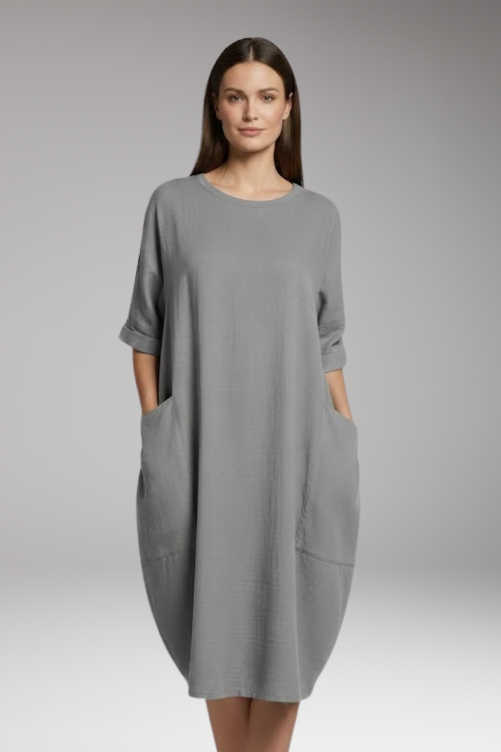 Women's Dress with Round Neckline and Short Sleeves 7