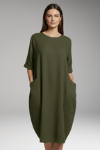 Women's Dress with Round Neckline and Short Sleeves 8