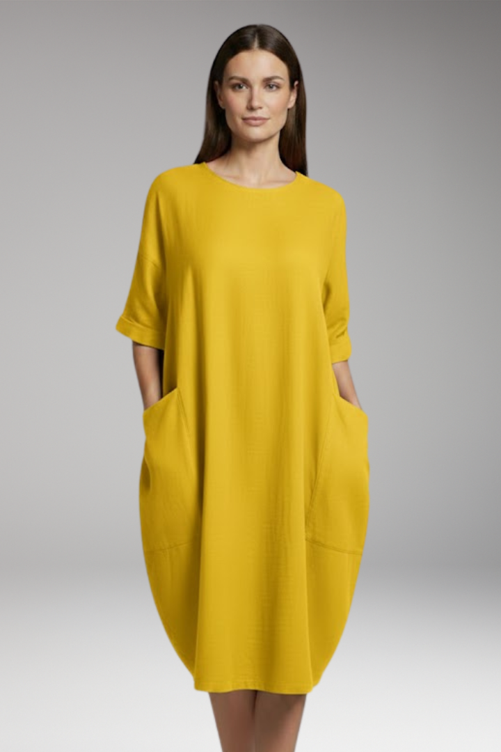 Women's Dress with Round Neckline and Short Sleeves 9