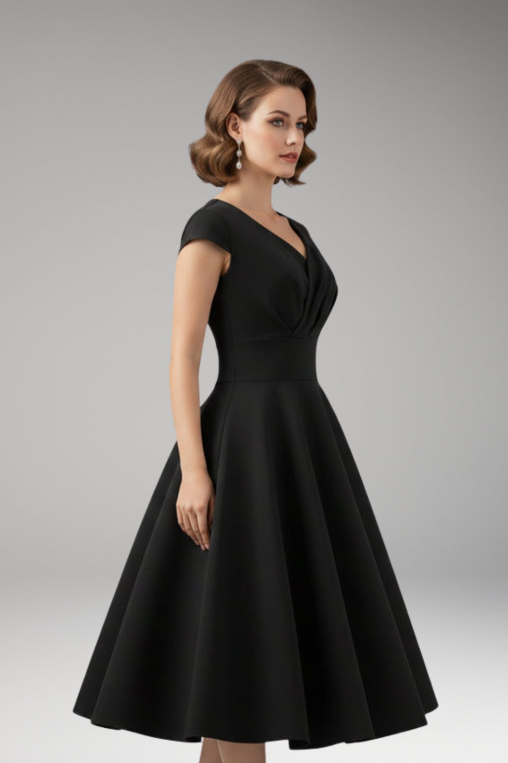 Women's Dress with Waist Cut and Flowing Hem 2