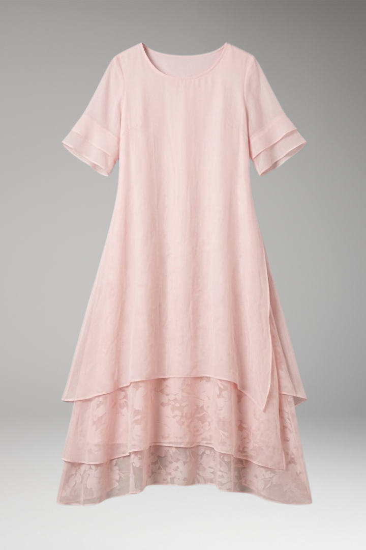 Women's Elegant Midi Dress with Open Neckline and Fluid Cut 1