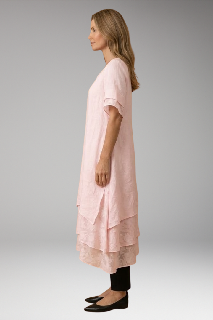 Women's Elegant Midi Dress with Open Neckline and Fluid Cut 2