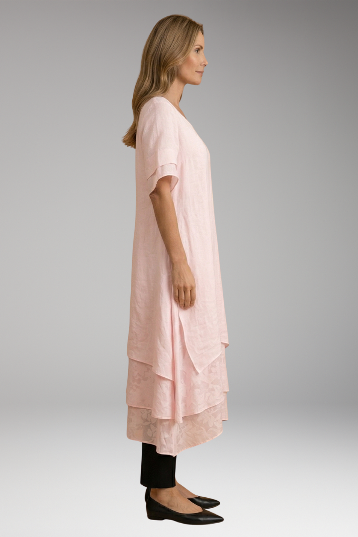 Women's Elegant Midi Dress with Open Neckline and Fluid Cut 3