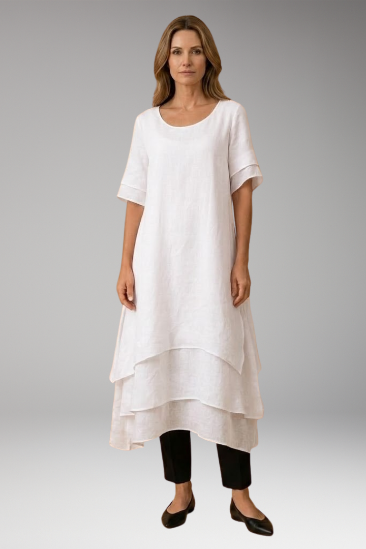 Women's Elegant Midi Dress with Open Neckline and Fluid Cut 5