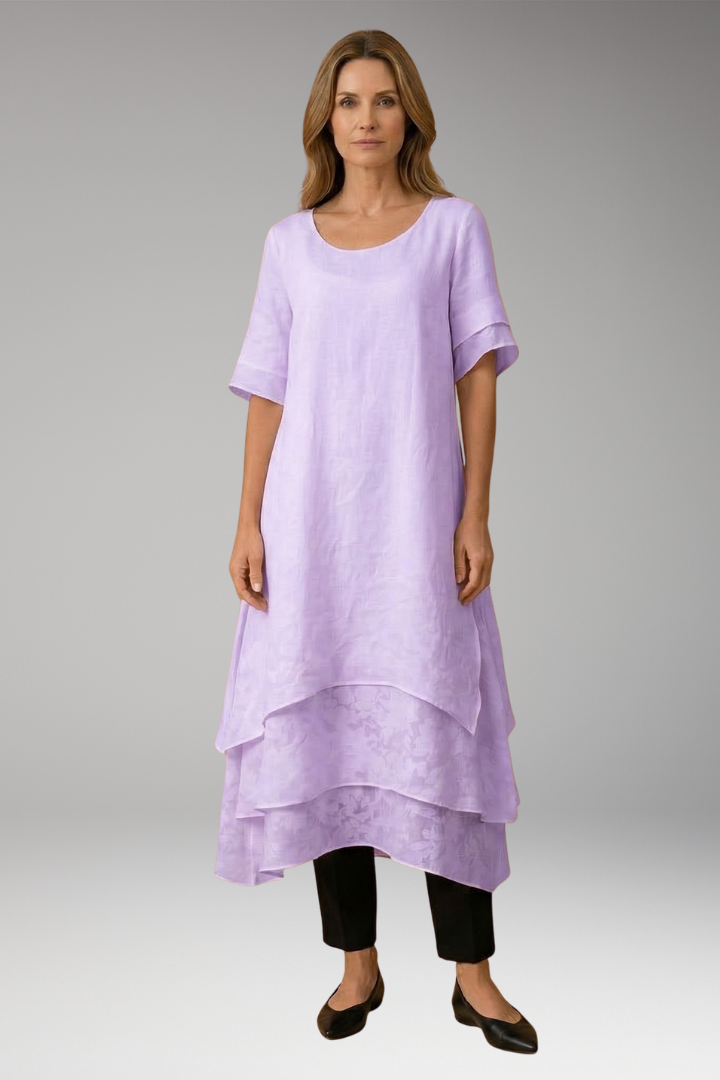 Women's Elegant Midi Dress with Open Neckline and Fluid Cut 8