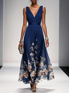 Wedding Guest Dress Women | Floral Border Print & Elegant Flowing Design