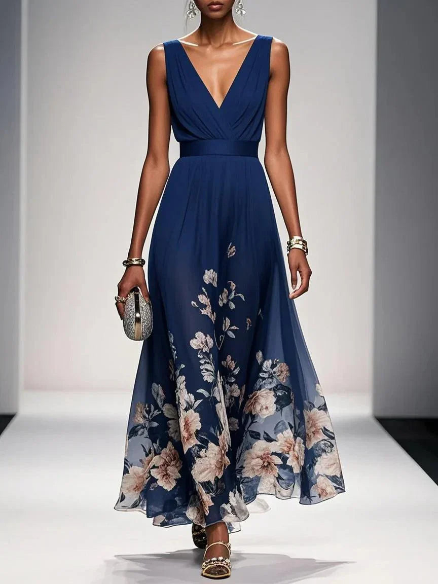 Wedding Guest Dress Women | Floral Border Print & Elegant Flowing Design