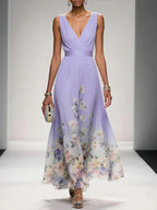 Wedding Guest Dress Women | Floral Border Print & Elegant Flowing Design
