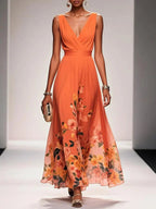 Wedding Guest Dress Women | Floral Border Print & Elegant Flowing Design