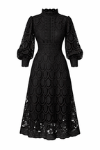 Women's Long Shaped Sleeve Lace Midi Dress 1