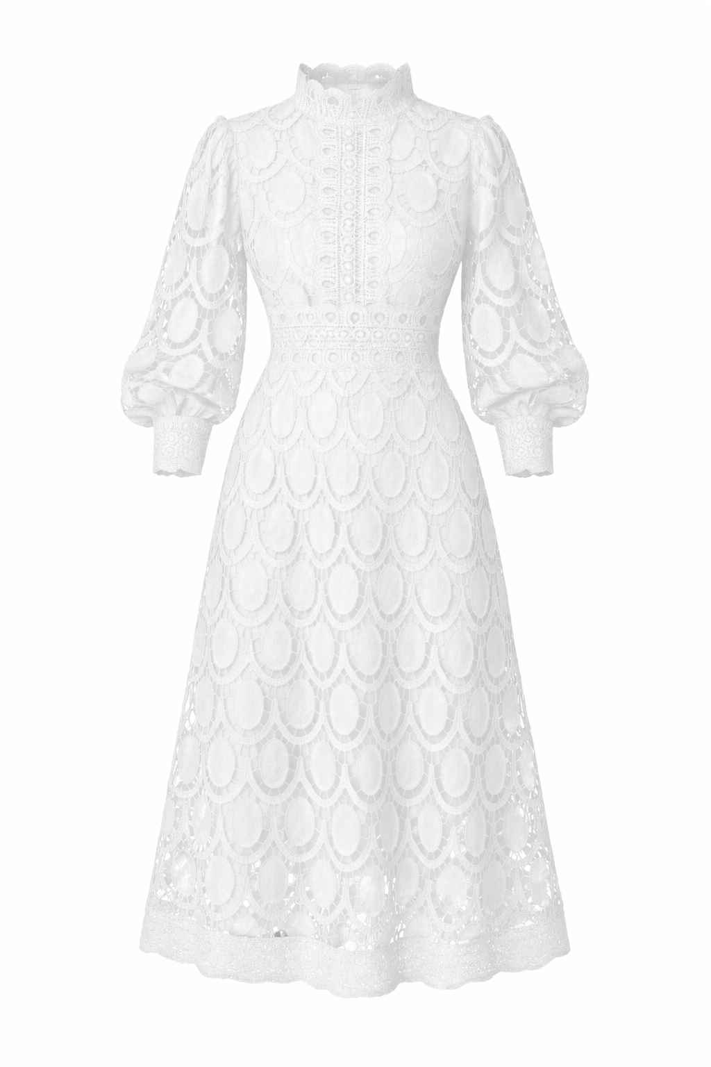 Women's Long Shaped Sleeve Lace Midi Dress 2