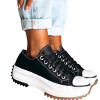 Women's Low Cut Lace Up Rounded Toe Trainers with Raised Sole 0