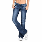 Women's Low Rise Flared Washed Denim Jeans Bootcut 0