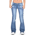 Women's Low Rise Flared Washed Denim Jeans Bootcut 2