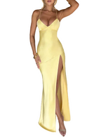 Women's Maxi Dress with Cross Back Strap and Front Leg Split 0