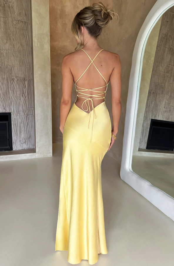 Women's Maxi Dress with Cross Back Strap and Front Leg Split 1