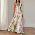 Women's Maxi Dress with Floral Design and A-Line Fit 2