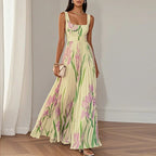 Women's Maxi Dress with Floral Design and A-Line Fit 3