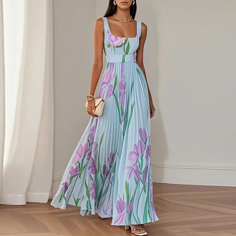 Women's Maxi Dress with Floral Design and A-Line Fit 4